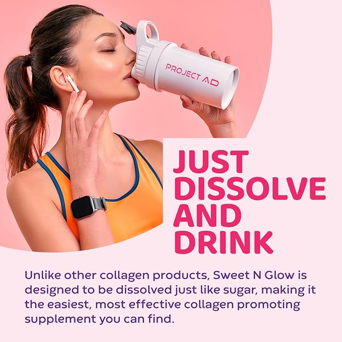 Project Ad Sweet' N Glow Zero Calorie Sugar Free Sweet'Ner with Collagen Building Agents (30 Servings, Coconut)