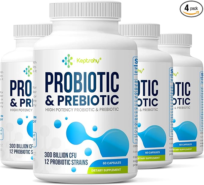 Probiotics for Women and Men, 300 Billion CFU Probiotics from 12 Strains Probiotic, Organic Prebiotics Blend, Probiotic Supplement for Gut Immune & Digestive Health, Shelf Stable, 240 Capsules