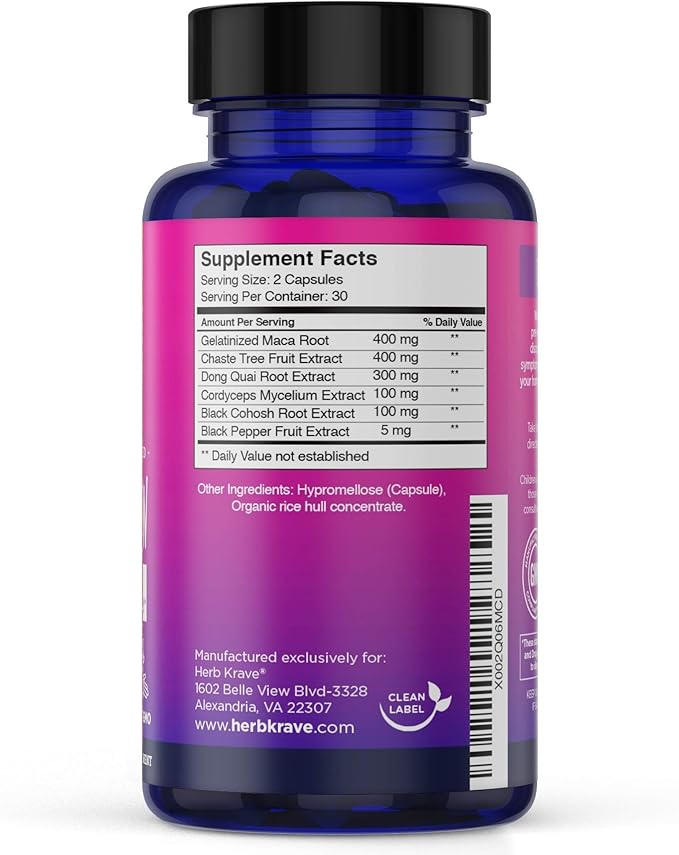 Flow and Glow Natural Hormone Balance for Women - PMS & Menopause Relief for Cramps, Mood Swings & Night Sweats with Donq Quai & Black Cohosh for Menopause - 60 Vegan Capsules (1 Pack)