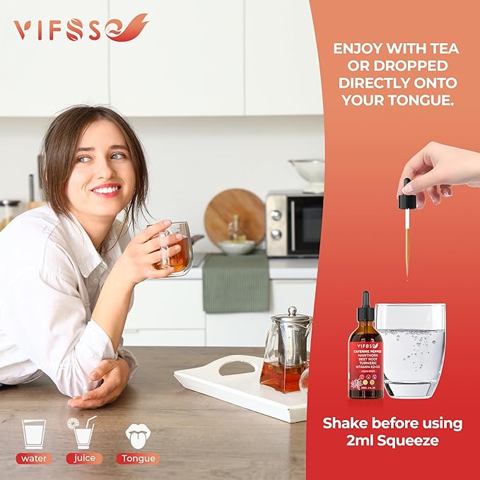 Cayenne Pepper Drops, Cayenne Pepper Extract, Liquid Drops with Hawthorn Support for Digestion Heath - 2 Bottles