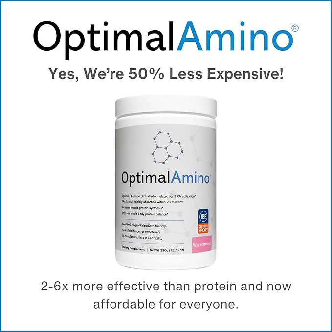 optimal amino Amino Acid Powder | 99% Utilized Essential Amino Acid (EAA) Supplement | Pre/Post Workout & Muscle Recovery | NSF for Sport Certified | Watermelon Flavor