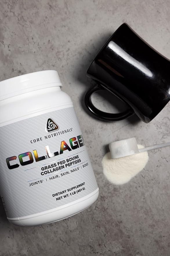 Core Nutritionals Collagen, Grass Fed Bovine Collagen Peptides, Supports Joints, Hair, Skin and Nails, 35 Servings (Peach Mango, 1 lb)