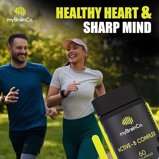 myBrainCo Active-B Complex Supplement - High Strength Activated Vitamin B Complex - Potent B2, B6, B12 Vitamins and Methyl-Folate Supplement to Support Cellular Energy and Cognition (60 Vege-Capsules)