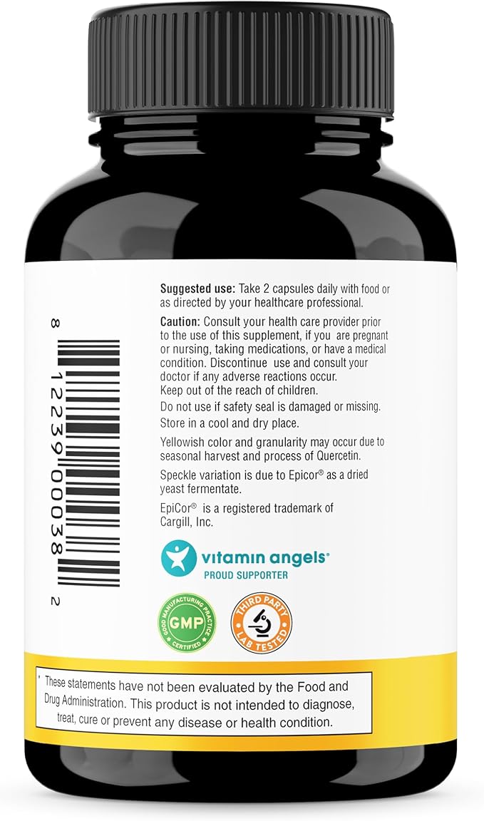 Sandhu’s Zinc Quercetin with EpiCor 60 Vegetarian Capsules - Gluten-Free Zinc Supplement - High Potency Immune Support