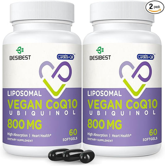 Liposomal Ubiquinol CoQ10 800 MG Softgel, High Absorption CoQ10 Ubiquinol Supplement, Active Coenzyme Q10 800mg, Powerful Antioxidant for Heart & Brain Function, Energy Production, 120 Vegan Softgels