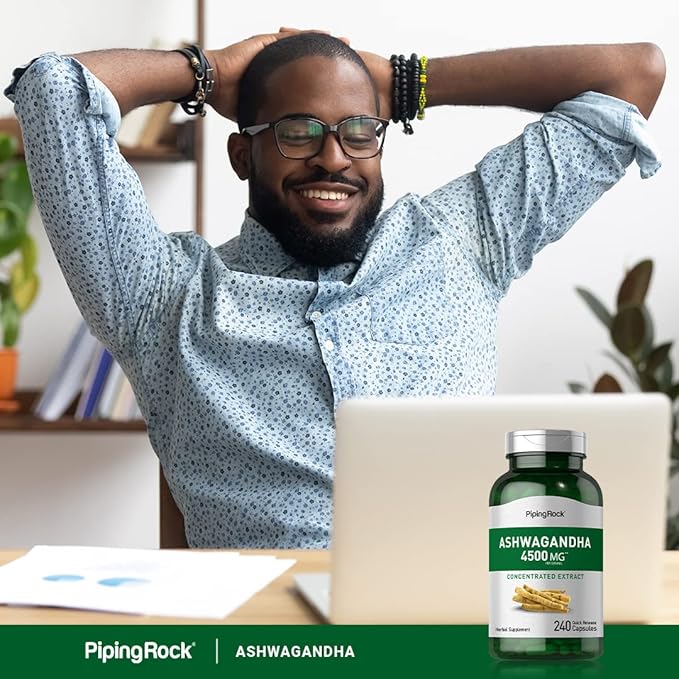 Piping Rock Ashwagandha Supplement 4500mg | 240 Capsules | for Women and Men | Extra Strength Herbal Extract | with Black Pepper | Non-GMO & Gluten Free