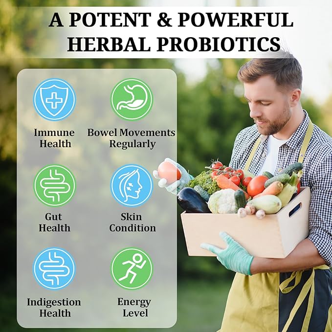 Probiotics for Women & Men - 300 Billion CFU, 24 Strains Probiotics + 15 Organic Herbs Prebiotics for Digestive, Gut Health, Immune, Constipation, Diarrhea & Whole-Body Health - 2 Months Supply