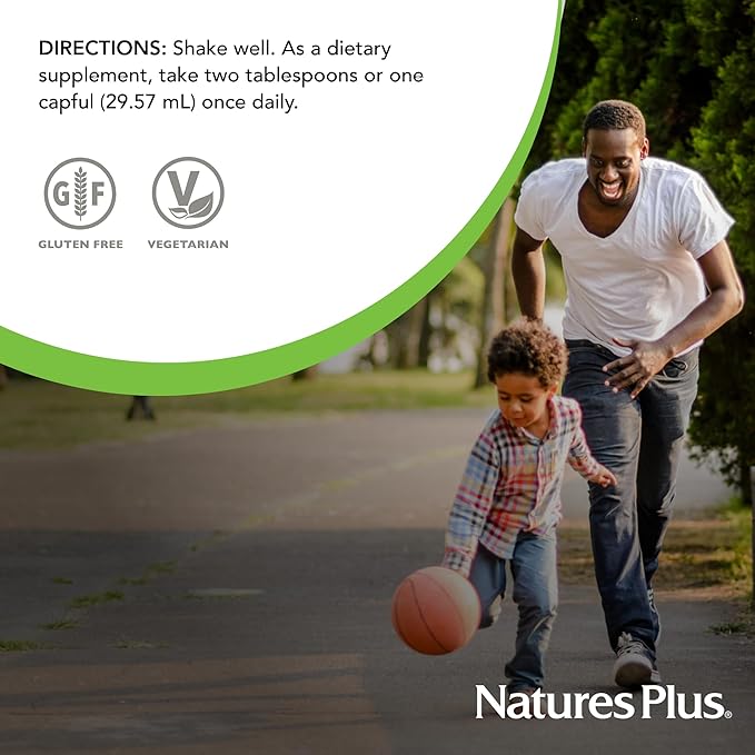 Natures Plus Source of Life Liquid, Tropical Fruit - 8 fl oz - Multivitamin & Mineral Supplement - Gluten Free, Vegetarian - 8 Servings