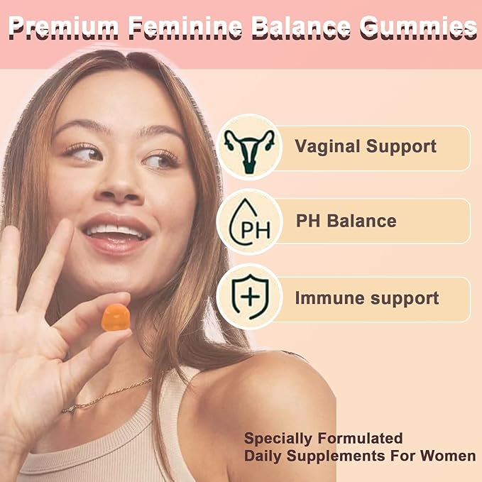 Premium Feminine Balance Gummies - Pineapple Gummies for Women’s Health & Wellness PH Balance Support Vegan Feminine Gummies - 60 Gummies - 30 Servings