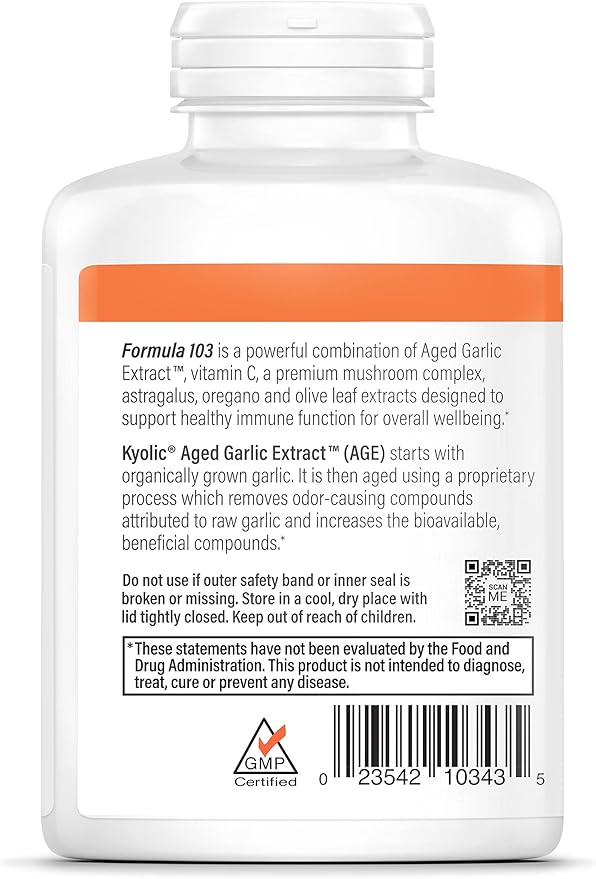 Kyolic Aged Garlic Extract Formula 103 Immune Support, 300 Capsules (Packaging May Vary)