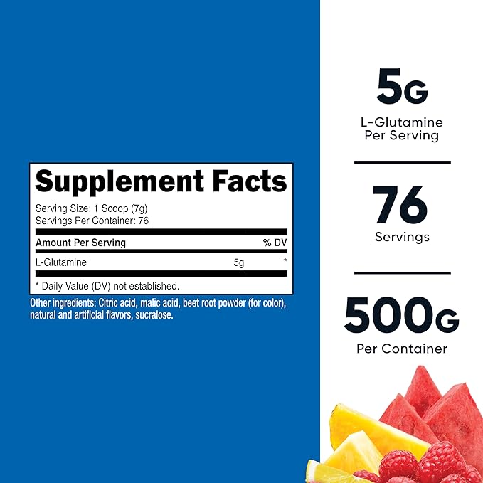 Nutricost L-Glutamine Powder 500 Grams (Fruit Punch)