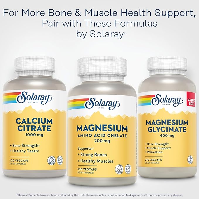 Solaray Magnesium Amino Acid Chelate 200 mg, Chelated Magnesium Supplement for Bone Health, Heart Health and Muscle Function Support, Vegan, 60-Day Money Back Guarantee, 100 Servings, 100 VegCaps