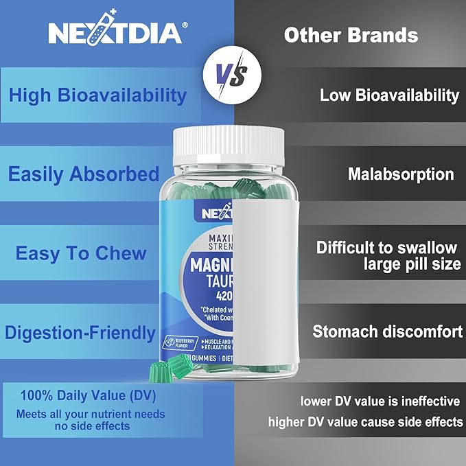 Magnesium Taurate 420mg + Vitamin B6 for Enhanced Absorption, Supporting Hēalthy Hēart, Zzzs, Relaxation, Nerve & Muscle Health – Vegan, Non-GMO, Gluten-Free, Sugar-Free, 60 Cts