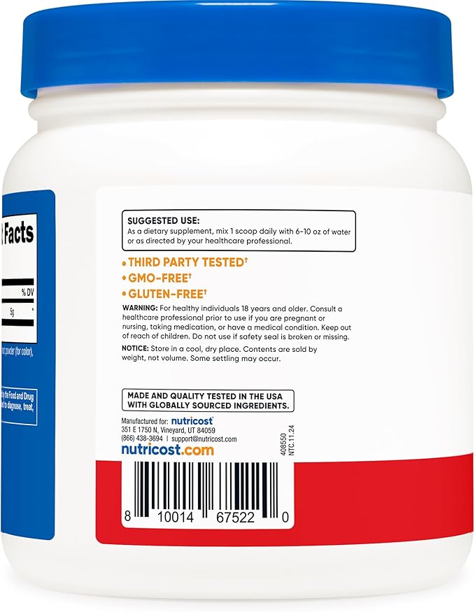 Nutricost L-Glutamine Powder 500 Grams (Fruit Punch)