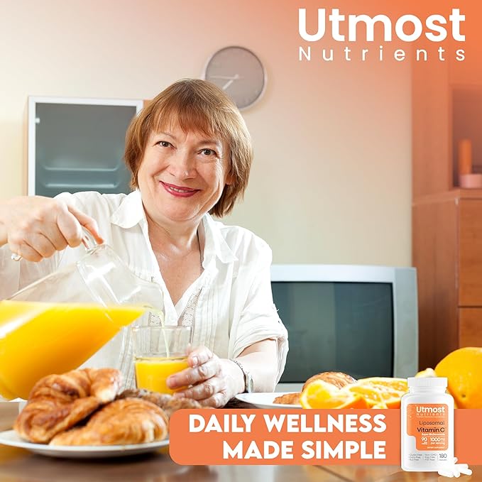 Liposomal Vitamin C - 1000MG VIT C & 100MG Super Bioflavonoid Complex for Enhanced Wellness | Antioxidant Supplement with Natural Raw Ingredients for Adults | Advanced Support | Non-GMO (180 capsules)
