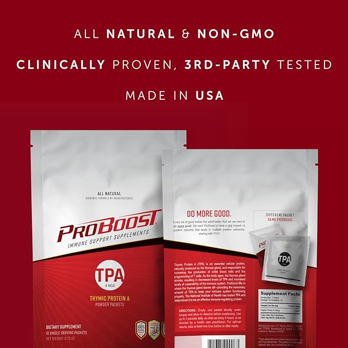 Thymic Protein A Powder Packets (4 McG TPA) – Immune System Support Supplement - All Natural, Non-GMO Formula - 10 Packets