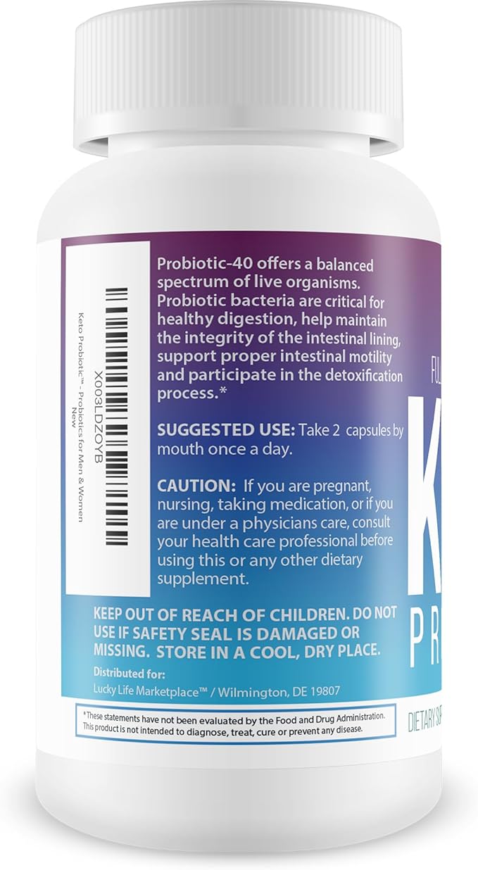 Keto Probiotic - 40 Billion Cfu - Promote Digestive Health, Immune Health, & Gut Health - Keto Friendly Probiotic - Full Body Keto Cleanse Aid - Reduced Bloating - Keto Probiotics for Men & Women