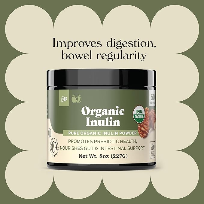 Pure Organic Inulin Powder Fiber Supplement - (Jerusalem Artichoke) Prebiotic Bulk Inulin Fiber Powder 8oz Digestion & Gut Health