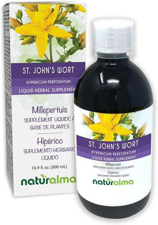 Naturalma St. John's Wort (Hypericum perforatum) herb with Flowers Alcohol-Free Tincture - 16.9 fl oz Liquid Extract in Drops - Herbal Supplement - Vegan