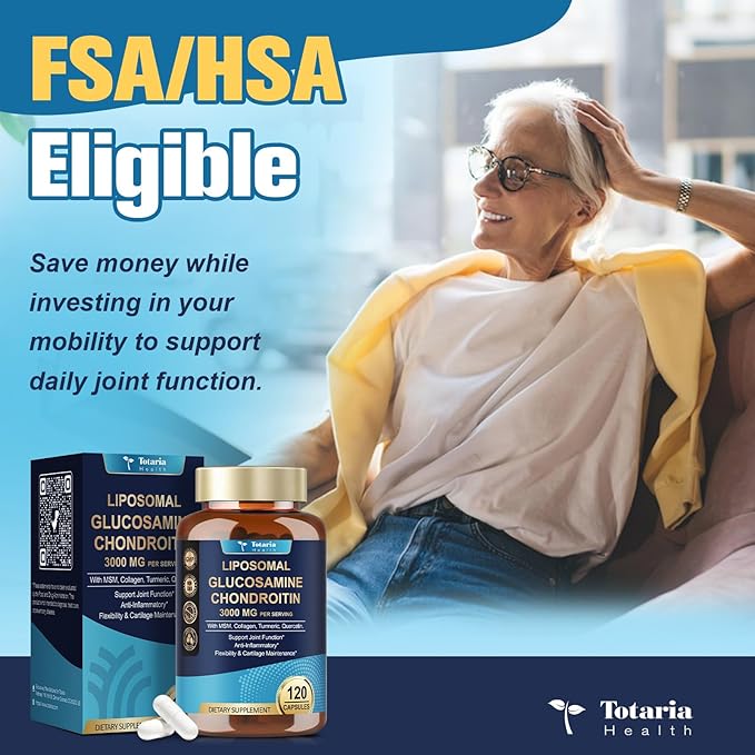 Glucosamine Chondroitin MSM Collagen, 3000MG HSA FSA Eligible Items Only List - Joint Supplements for Men & Woman, Hsa Store Eligible Items Anti-Inflammation Supplement, 120 Capsules Made in USA