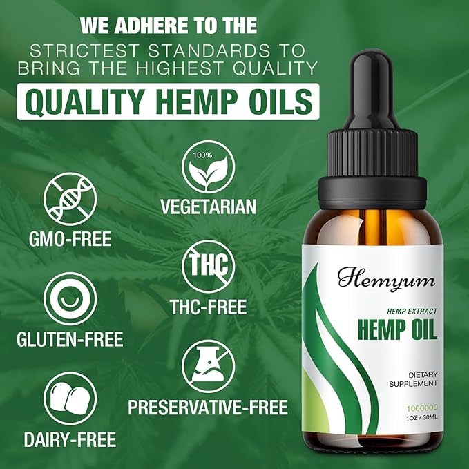 (3-Pack) Hemp Oil Drops High Potency - Relief Good Mood - Maximum Strength 1000,000 Natural Relax Hemp Oil - Organic Hemp Oils Tincture Extract - Vegan,Non-GMO