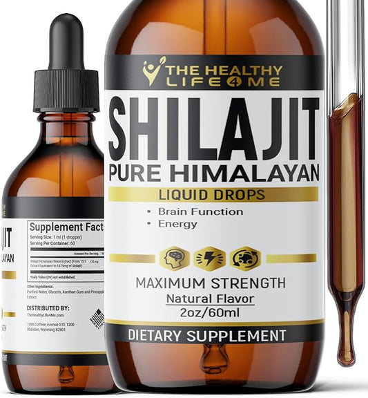 Pure Himalayan Shilajit Liquid Drops | Natural Shilajit Drops | 85+ Trace Minerals & 40% Fulvic Acid | Energy | Strength & Immunity | by the Healthy Life 4 me | 60 Day Supply