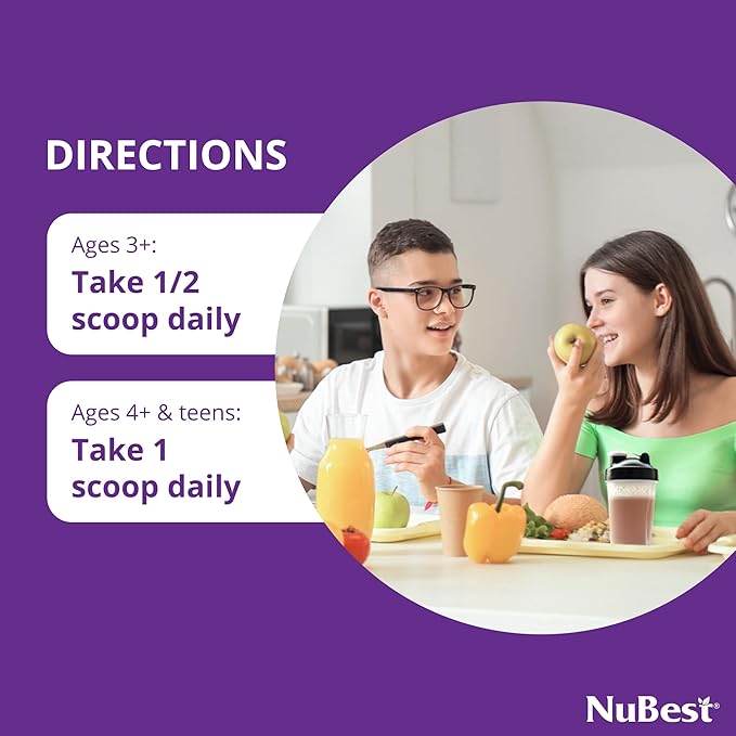 NuBest Tall Protein Powder for Kids & Teens - Whey Protein Powder - Chocolate Protein Powder Shake - Protein Drink with Probiotics, Omega 3-6-9, Vitamin D3 + K2, Calcium, Vitamin - 15 Servings