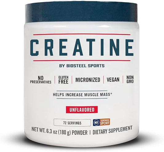BioSteel Creatine Monohydrate Powder - 72 Servings, 180g, Micronized for Muscle Recovery & Lean Muscle, NSF for Sport Certified Creatine Powder