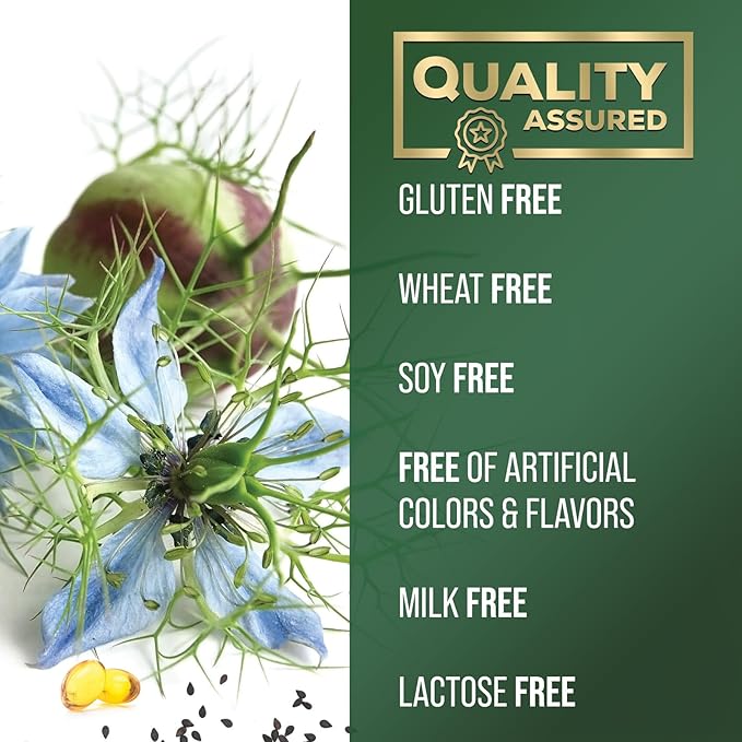 Black Seed Oil Softgels 1000mg - Premium Nigella Sativa Blackseed, Pure Natural Black Cumin Seed Oil & Antioxidant for Skin & Immune Support - Non GMO, Bottled in USA Supplement - 60 Softgels