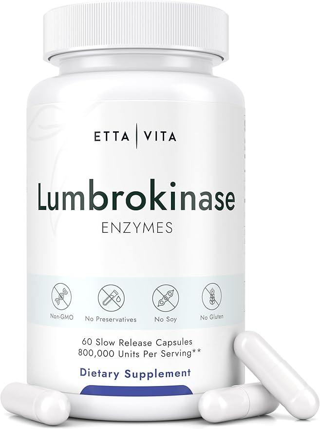 Potent Lumbrokinase Supplement 40mg/Serving (Max Activity - 800,000 Units) - Lumbrokinase Enzymes Capsules for Energy Support, Digestion, Detox, Cognition & Gut Health - Similar to Nattokinase