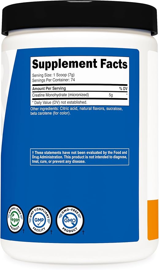 Nutricost Creatine Monohydrate Powder (Mandarin Orange, 500 Gram) - Micronized Creatine Supplement - Vegan, Non-GMO, Gluten Free