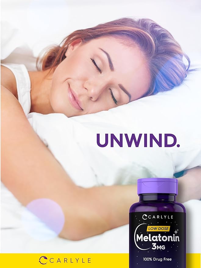 Carlyle Melatonin 3mg | 300 Tablets | Low Dose | Drug Free | Vegetarian, Non-GMO, Gluten Free