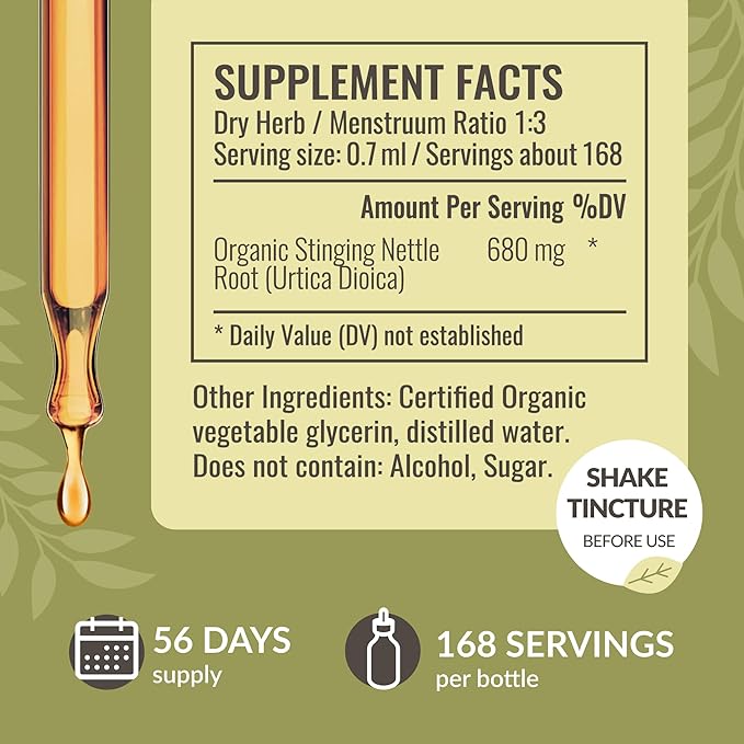 HERBAMAMA Herbal Liquid Drops Kit - Bundle of Stinging Nettle & Dandelion Root Tincture 4 fl oz - Vegan, Non-GMO, Sugar & Alcohol-Free - 2 Pack