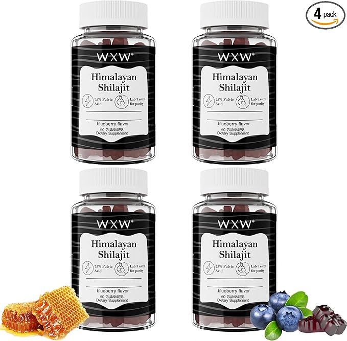 WXW Shilajit Gummies Pure Himalayan Organic Manuka Honey MGO +263 High Potency for Men & Women 85+ Trace Minerals 75% Fulsive Acid Lab Tested 240 Gummies