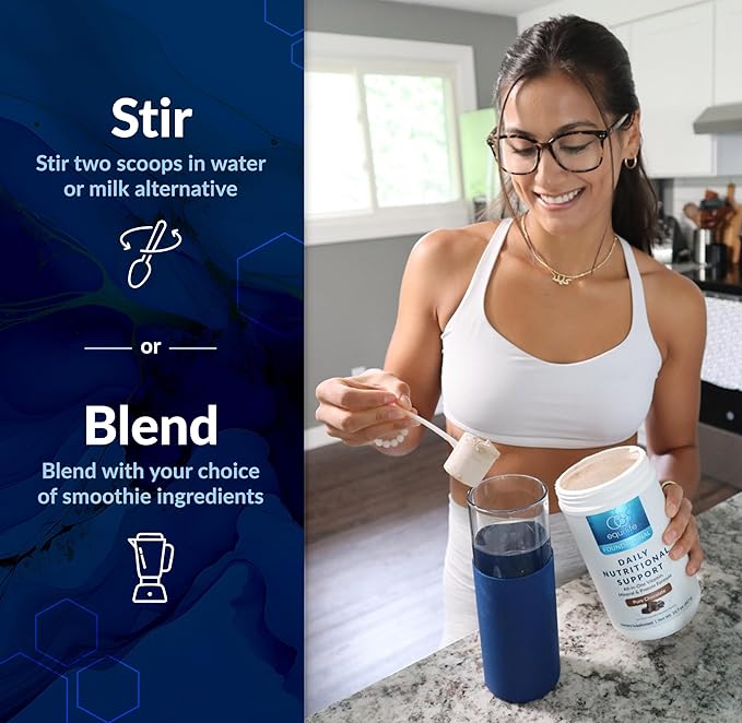 Equilife Daily Nutritional Support, All-in-one Multivitamin Meal Replacement, Pure Chocolate Flavor, with 15g Plant Protein, Supports Energy, Mood, Gut, and Skin Health (14 Servings Tub)