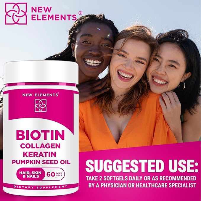Biotin Supplement 10000mcg with Collagen Peptides Keratin and Pumpkin Seed Oil for Hair Skin and Nails | Hair Growth Supplement for Women & Men | Biotin and Collagen Supplements for Hair Loss