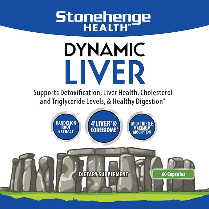 Stonehenge Health Dynamic Liver Supplement, Supports Detoxification, Liver Health, Cholesterol and Triglyceride Levels, & Healthy Digestion*, 60 Capsules