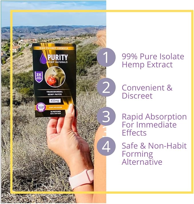 Hemp Patch 18 ct. (438 mg) Gold 3X More Potent 24 mg Patches. 24Hr Extended Release. Convenient & Discreet. for Use Anywhere, Anytime On Any Part of The Body.