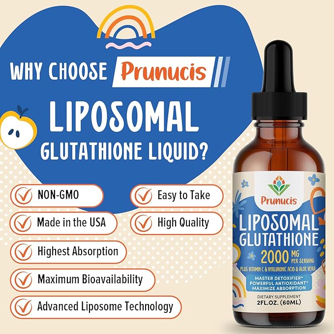 2000MG Liposomal Glutathione Liquid, 98% Absorption, Glutathione Liquid Supplement, Active Form L- Glutathione, Powerful Antioxidant Complex for Immune System, Aging Defense, Detox,8 FL.OZ