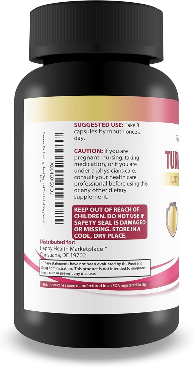 Turmeric Pro Healthy Heart Support - Our Best Healthy Heart Support Plus Turmeric Formula - Healthy Heart Supplements for Men & Women with Berberine Turmeric Ginger & More! - Heart Health Supplements