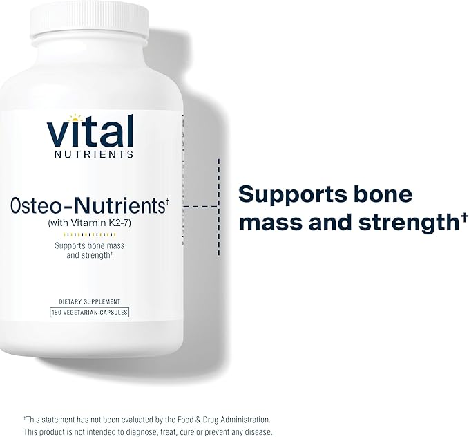 Vital Nutrients Osteo-Nutrients | Vitamin K2 + D3, Calcium, and Magnesium for Bone & Heart Support* | Vegetarian Supplement | Gluten, Dairy, Soy Free | 180 Capsules