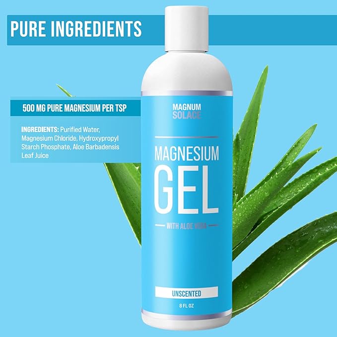 Magnesium Gel Topical for Muscles - Body Massage Gel with Pure Magnesium Chloride and Aloe Vera (Unscented)
