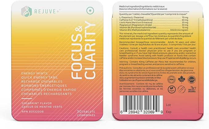 Focus & Clarity Nootropic Supplement – Brian Boost | L-Theanine, Caffeine, Lion’s Mane, Magnesium, Vitamin B6 & B12 | Brain Support, Memory, Focus & Energy | Mint Flavor (30 Chewables) (1)