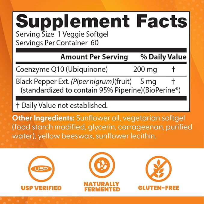 Doctor's Best High Absorption COQ10, Heart & Energy Support, USP Verified, Naturally Fermented CoQ10, Non-GMO Gluten Free, Soy Free, Vegetarian 60 Veggie Softgels
