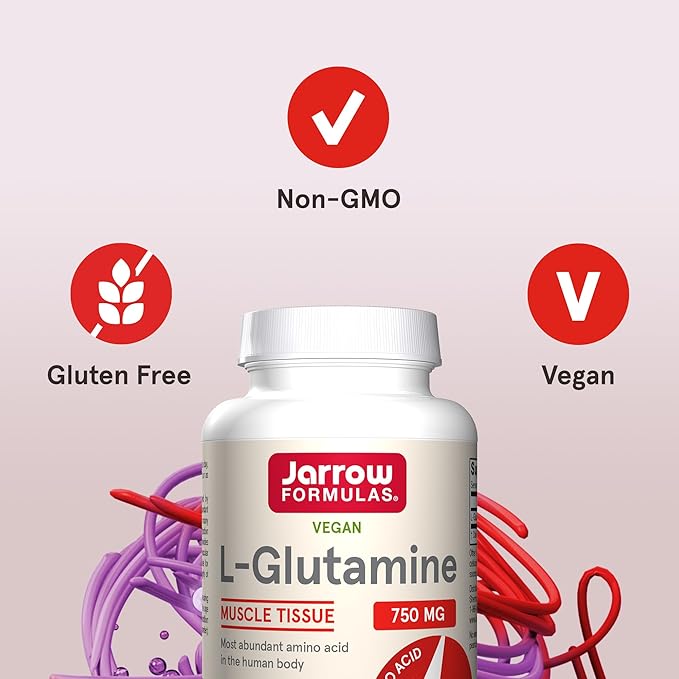 Jarrow Formulas L-Glutamine 750 mg, Dietary Supplement, Immune and Muscle Support, 120 Veggie Capsules, Up to 120 Day Supply