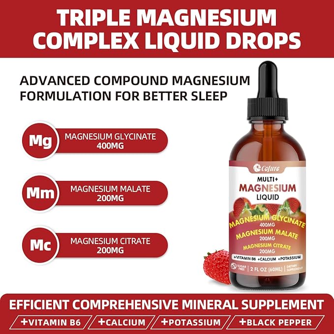 Liposomal Magnesium - High Absorption Liquid Magnesium, Magnesium Glycinate, Citrate, Malate for Calm, Sleep, Muscle, Energy- Vegan, Non-GMO, Gluten Free, Sugar Free - 2 Fl Oz