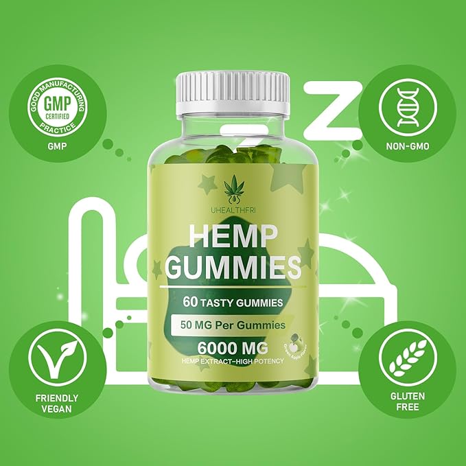 Hemp Gummies with Omega 3, 6 & 9 - High Potency Hemp Extract - Star Hemp Gummy with Organic Hemp Oil for Adults