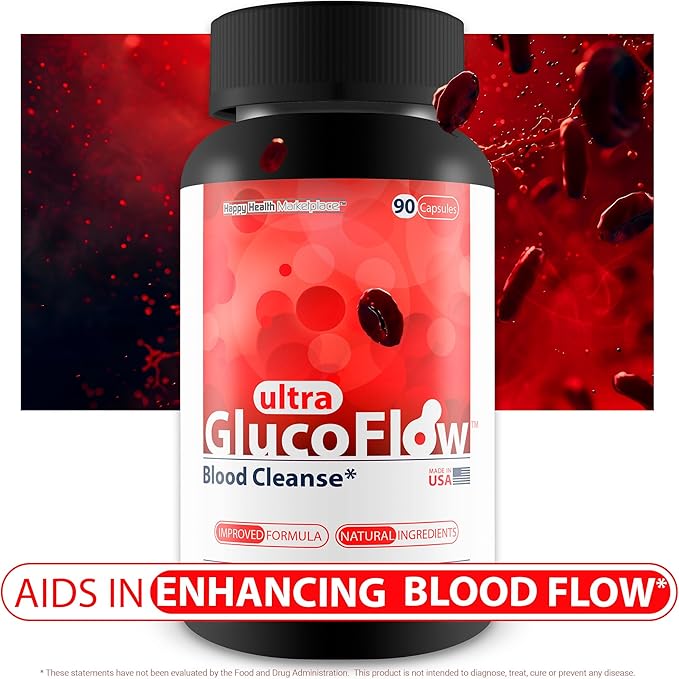 Ultra Gluco Flow - Improved Formula - Our Best Blood Cleanse Detox Cleanse Blood Support Pills - Blood Health Blood Circulation Pills Detox Cleanse Blood Gluco Bio Sweet Relief Glycogen Support