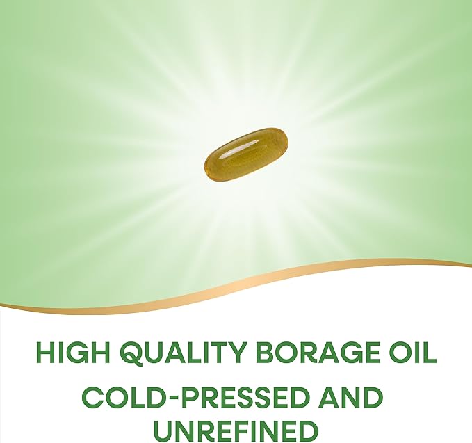 Nature's Way Borage Oil, Cold Pressed & Unrefined, GLA Supplement, 300 mg GLA and 440 mg Linoleic Acid per Serving, 60 Softgels (Packaging May Vary)