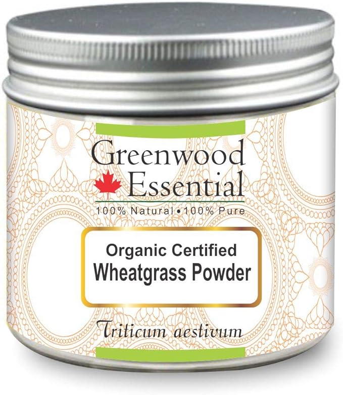 Pure Wheatgrass Powder (Triticum aestivum) Organic Certified 100% Natural Therapeutic Grade 100gm (3.5 oz)